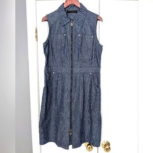 Vintage Harve Bernard by Bernard Holtzman Striped Denim Tank Dress Size L